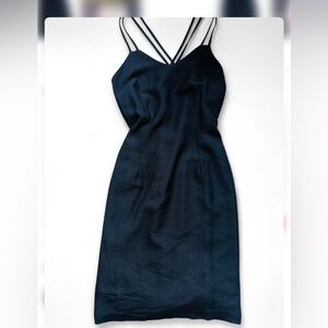 VNTG 90s Donna Ricco Little Black Dress Strappy Back Mini - Made in USA -Sz 8